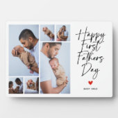 Script First Father's Day Photo Collage Gift Fotoplaat (voorkant)