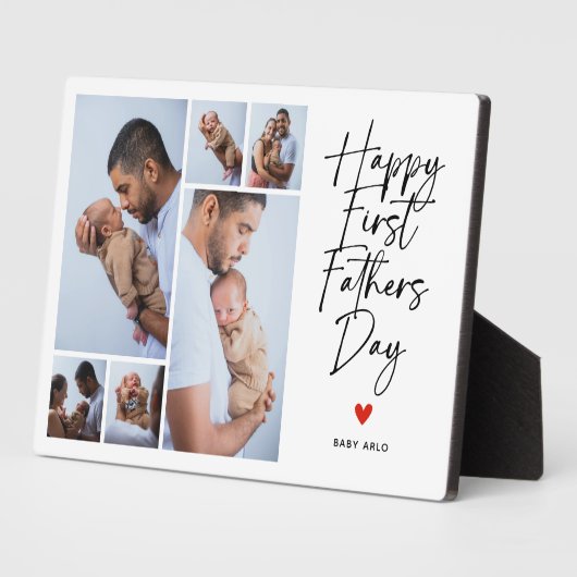 Script First Father's Day Photo Collage Gift Fotoplaat (Zijkant)