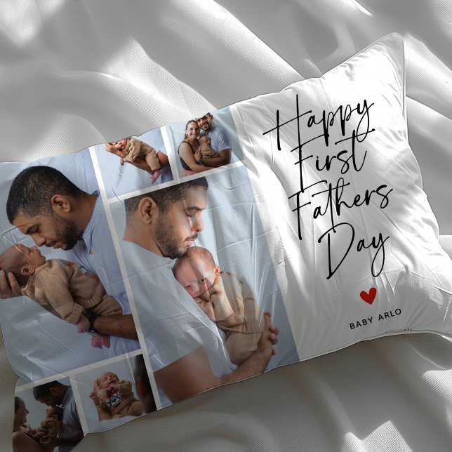 Script First Father's Day Photo Collage Gift Kussen (Creator heeft geüpload)
