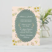  Script Floral Blush Wedding Kaart (Staand voorkant)