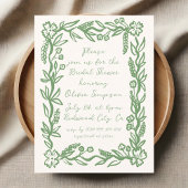 Script Floral Botanical Sage Vrijgezellenfeest Briefkaart