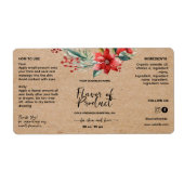Script Floral Kraft druppelfles Etiket (Voorkant)