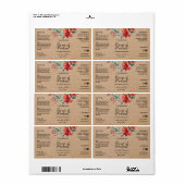 Script Floral Kraft druppelfles Etiket (Full Sheet)