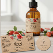Script Floral Kraft druppelfles Etiket