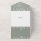Script Floral QR Code Sage Groene Trouw  All In One Uitnodiging (Buitenkant)