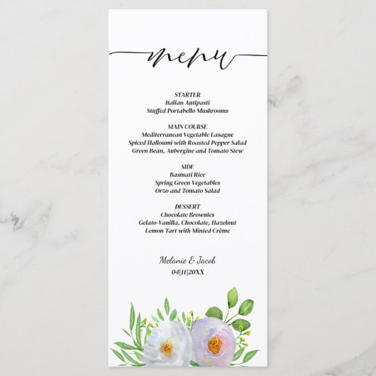 Script Floral Wedding Menu (Voorkant)