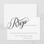 Script Floure Modern Black Reply RSVP-kaart RSVP Kaartje (Voorkant / Achterkant)