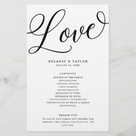 Script Flouring Personalized Black Paper-programma Flyer