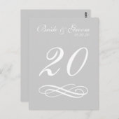 Script Flourish Tafelnummers (Zilver / Wit) (Voorkant / Achterkant)