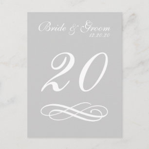 Script Flourish Tafelnummers (Zilver / Wit)
