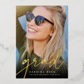 Script Foil Photo Graduation Announcement & Invite Folie Uitnodiging (Voorkant)