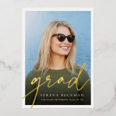 Script Foil Photo Graduation Announcement & Invite Folie Uitnodiging (Voorkant)