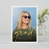 Script Foil Photo Graduation Announcement & Invite Folie Uitnodiging (Staand Voorkant)