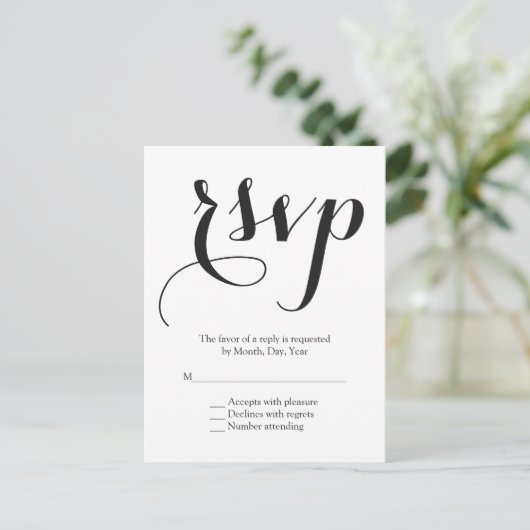 Script Font bruiloft RSVP Uitnodiging Briefkaart (Staand voorkant)