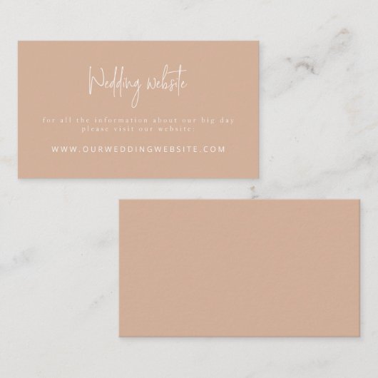 Script Font Modern Blush Pink Wedding Website Informatiekaartje (Voorkant / Achterkant)