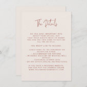 Script Font Modern Wedding Terracotta & Cream Informatiekaartje (Voorkant / Achterkant)
