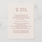 Script Font Modern Wedding Terracotta & Cream Informatiekaartje (Voorkant)