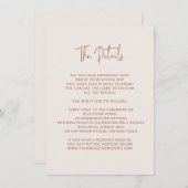 Script Font Modern Wedding Terracotta & Cream Informatiekaartje (Voorkant / Achterkant)
