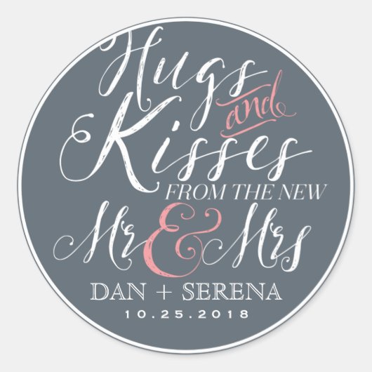 Script Font New Mr. en Mrs Wedding Favor Sticker (Voorkant)
