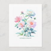 Script Font Pastel Garden Flowers Wedding Informatiekaartje (Achterkant)