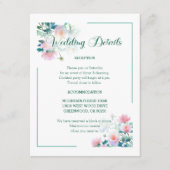 Script Font Pastel Garden Flowers Wedding Informatiekaartje (Voorkant)