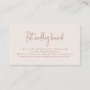 Script Font Terracotta & Cream Post Wedding Brunch Informatiekaartje