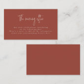 Script Font Terracotta & Cream Post Wedding Brunch Informatiekaartje (Voorkant / Achterkant)