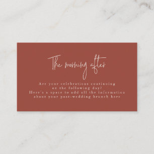 Script Font Terracotta & Cream Post Wedding Brunch Informatiekaartje