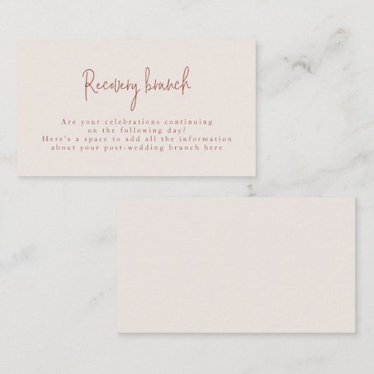 Script Font Terracotta & Cream Post Wedding Brunch Informatiekaartje (Voorkant / Achterkant)