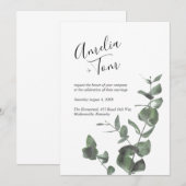 Script Font Waterverf Greenery Branch Wedding Kaart (Voorkant / Achterkant)
