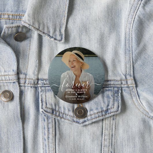 Script Forever Missed' Photo Memorial  Ronde Button 7,6 Cm (In situ)