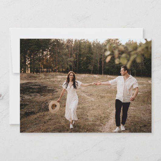 Script Formele Zwart-wit foto bruiloft Save The Date (Achterkant)