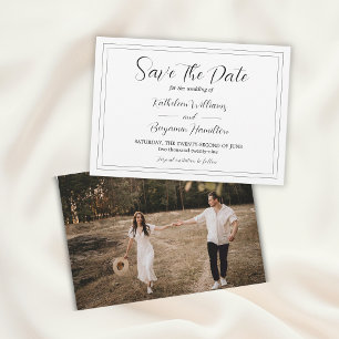 Script Formele Zwart-wit foto bruiloft Save The Date