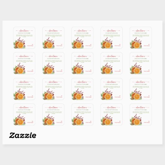 Script Fornuis Kerst Borrelende Potpourri Vierkante Sticker (Vel)