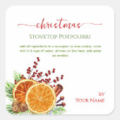 Script Fornuis Kerst Borrelende Potpourri  Vierkante Sticker (Voorkant)