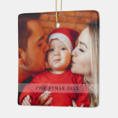 Script Foto Baby's Eerste Kerstmis Sneeuwvlokken Keramisch Ornament (Links)
