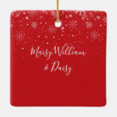 Script Foto Baby's Eerste Kerstmis Sneeuwvlokken Keramisch Ornament (Achterkant)