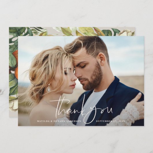 Script foto bruiloft bedankt citrus botanisch (Voorkant / Achterkant)