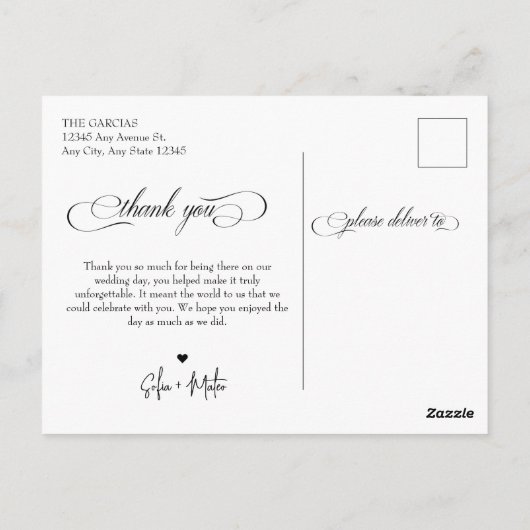 Script Foto Bruiloft Dank u Briefkaart (Achterkant)