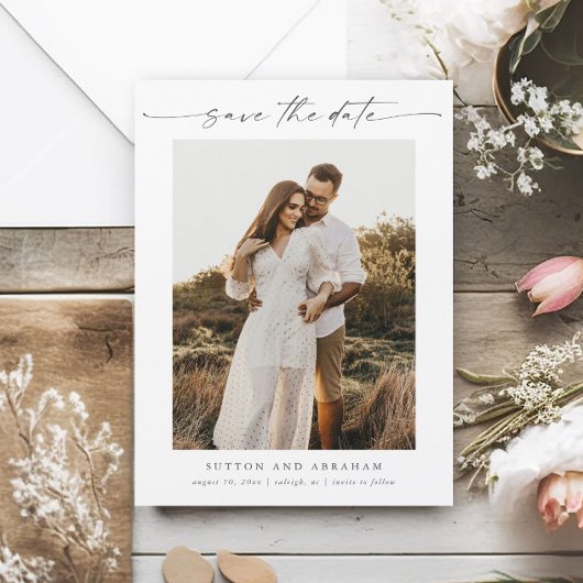 Script Foto Minimaal Trouwkaart Save the Date Magn