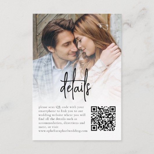 Script Foto Overlay QR Bruiloft Details Kaart (Voorkant)