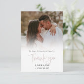 Script foto verloop effect romantische bruiloft bedankkaart (Staand voorkant)