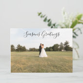 Script fotokaart met seizoensgroeten feestdagenkaart (Staand voorkant)