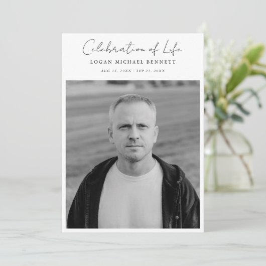 Script Funeral Memorial Order of Service Photo Programmakaart (Staand voorkant)