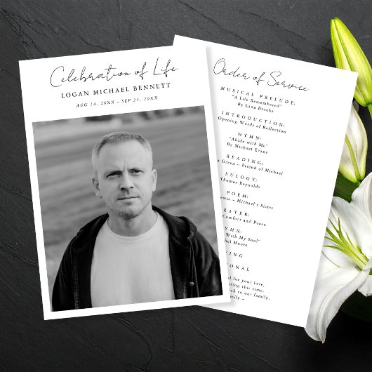 Script Funeral Memorial Order of Service Photo Programmakaart