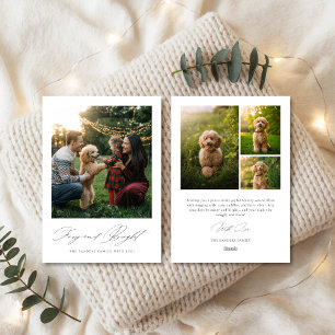Script Furry & Bright Dog Moderne familiefoto Feestdagenkaart