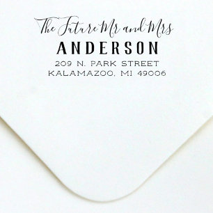 Script Future Mr en Mrs Wedding Return Address Zelfinktende Stempel