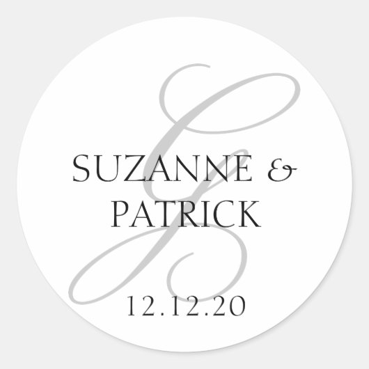 Script G Monogram Labels (Zilver / Zwart) (Voorkant)