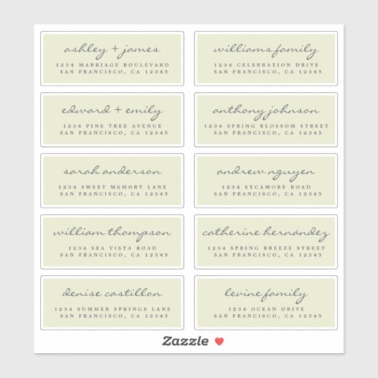 Script Gast Adresetiketten BESTEL 6" of 8" vel! Sticker (Vel)