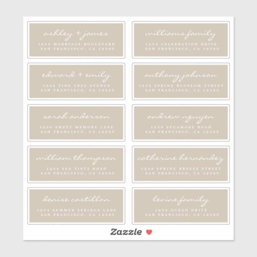 Script Gast Adresetiketten BESTEL 6" of 8" vel! Sticker (Vel)